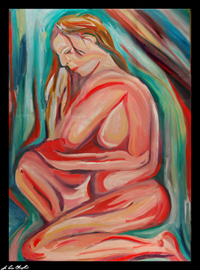 serenity expressionist abstract figurative portrait by maine artist d loren champlin